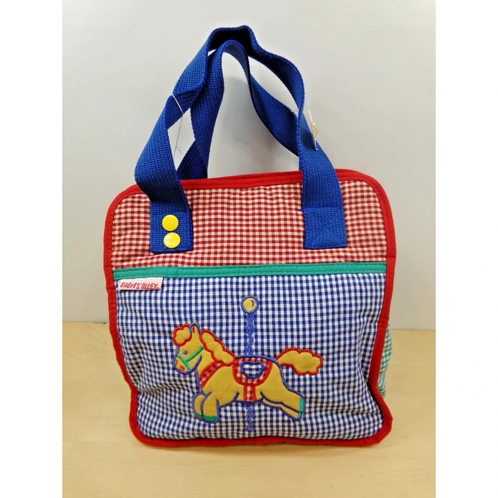 Babies' Alley Insulated Diaper Bag Gingham with Carousel Horse 10